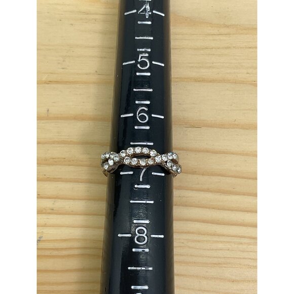 Silver Rhinestone Infinity Band Ring Womens Costume Jewelry - Picture 5 of 5